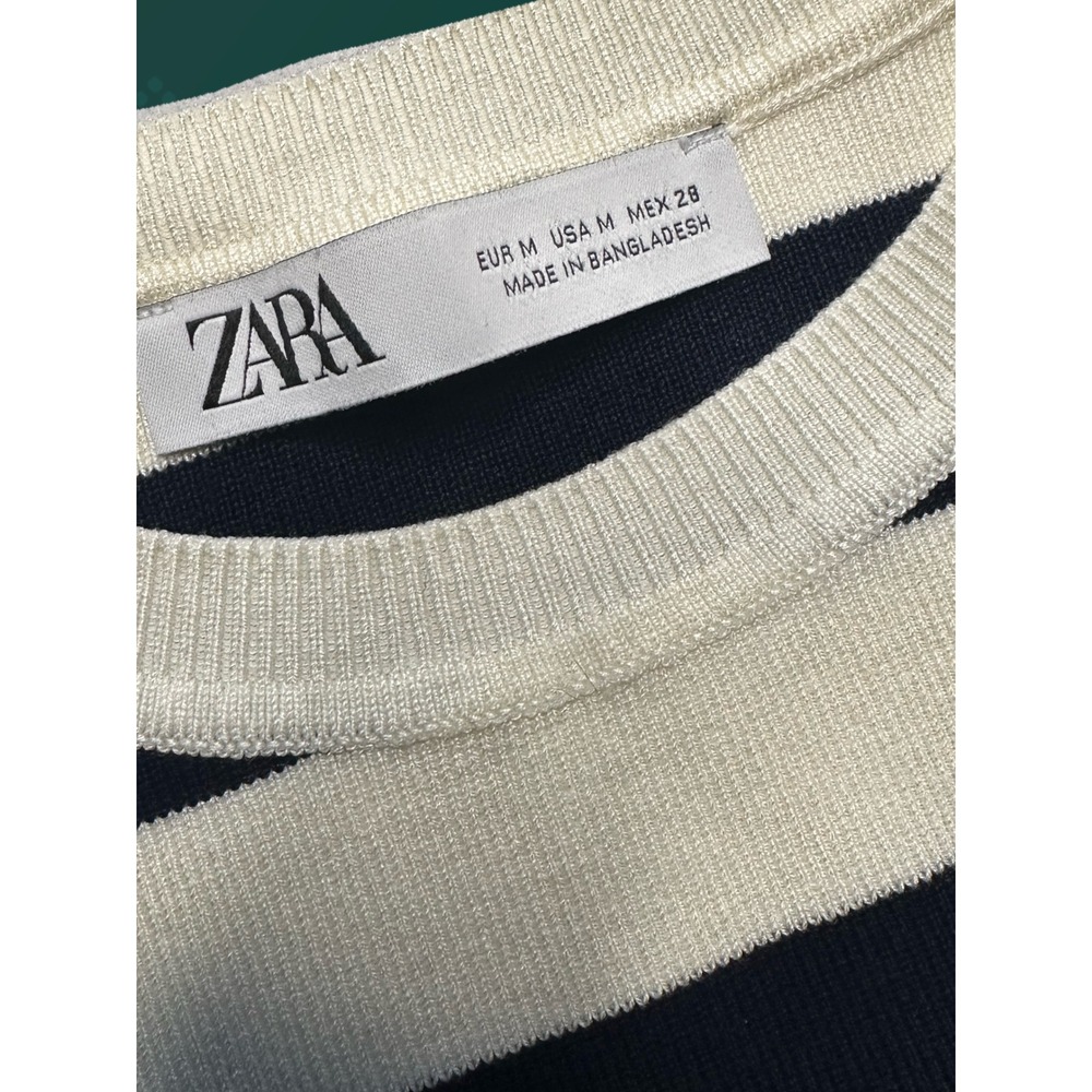 ZARA Striped Knit Sleeveless Vest Top Women's Size Medium Black White - Picture 3 of 4